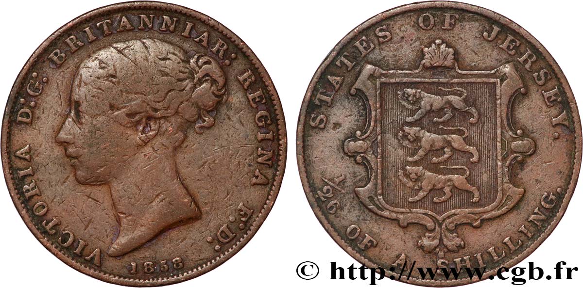 JERSEY 1/26 Shilling Victoria 1858  VF 