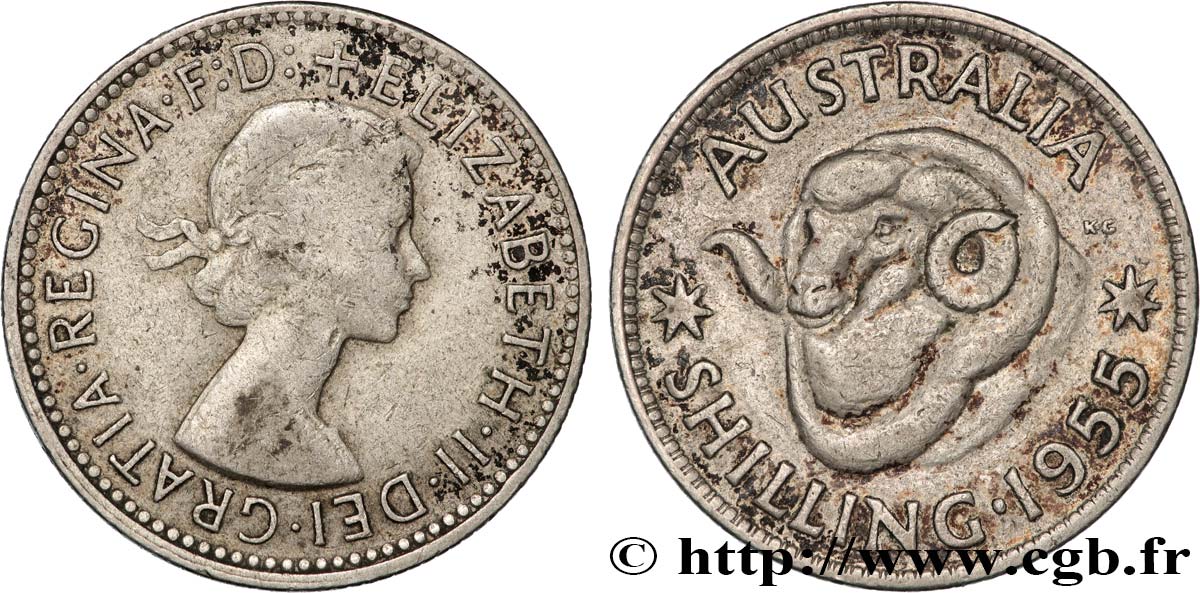 AUSTRALIA 1 Shilling Elisabeth II 1955 Melbourne q.BB 