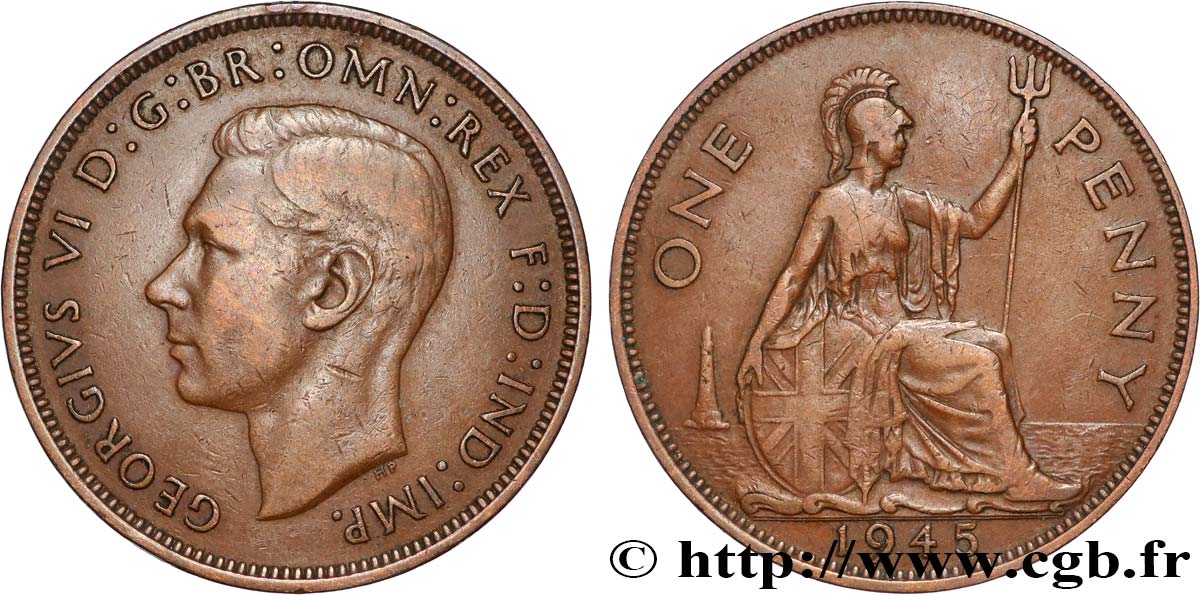 ROYAUME-UNI 1 Penny Georges VI 1945  TB+ 