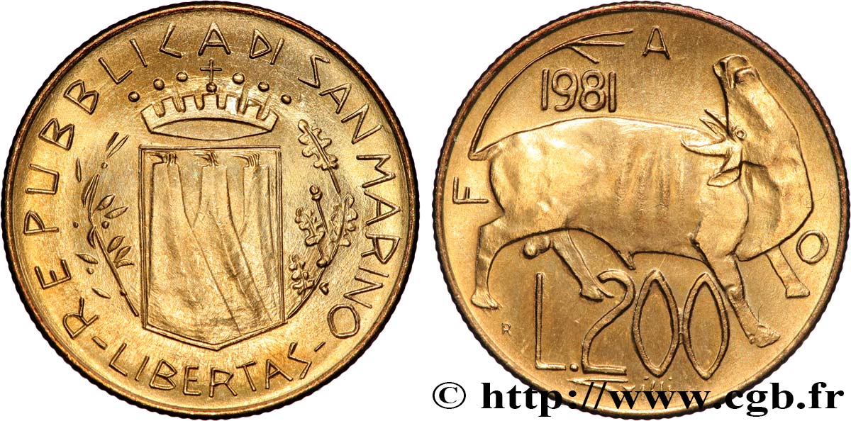 SAN MARINO 200 Lire série FAO 1981 Rome - R SC 
