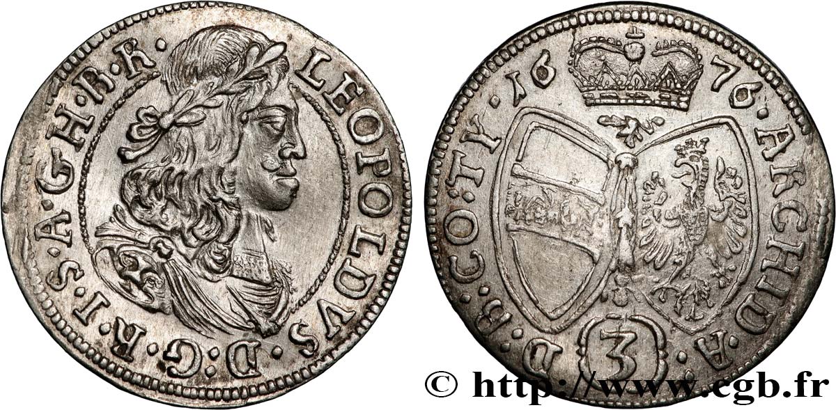 AUSTRIA 3 Kreuzer Léopold Ier 1676 Vienne AU 