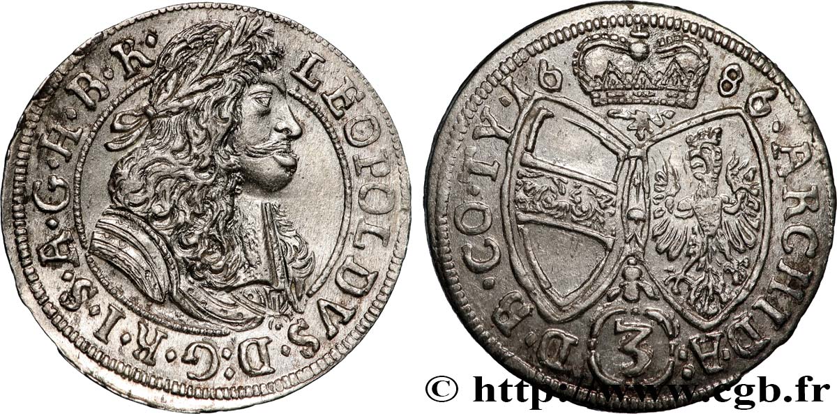 AUSTRIA 3 Kreuzer Léopold Ier 1686 Vienne SPL 