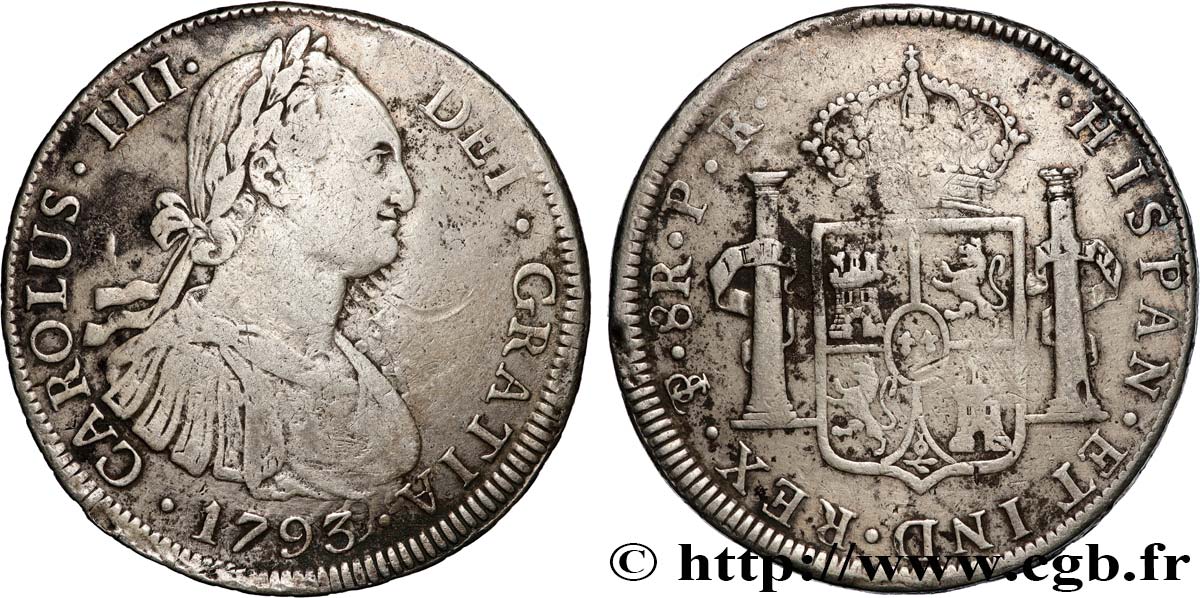 BOLIVIEN 8 Reales Charles IV 1793 Potosi fSS 