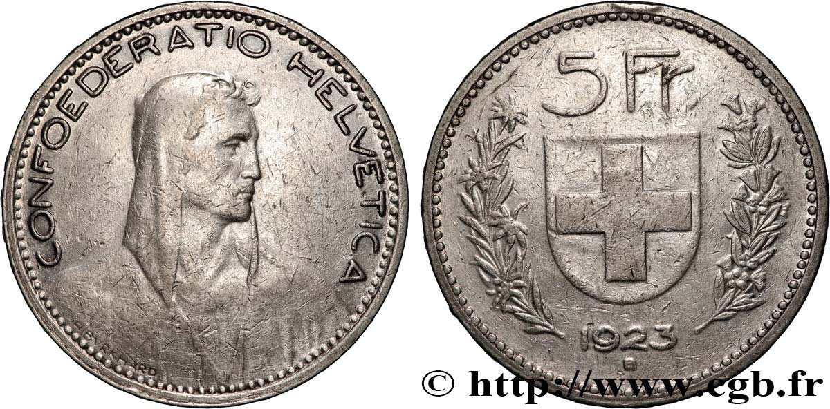 SVIZZERA  5 Francs Berger 1923 Berne q.BB 