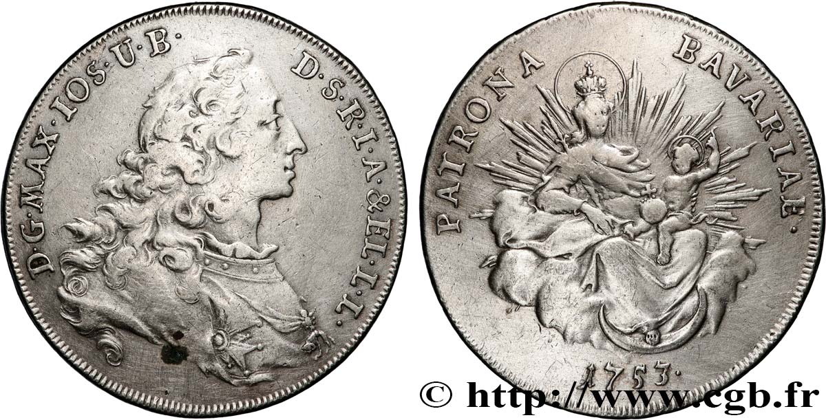 ALEMANIA - BAVIERA 1/2 Thaler Maximilien III  1753 Munich BC+ 