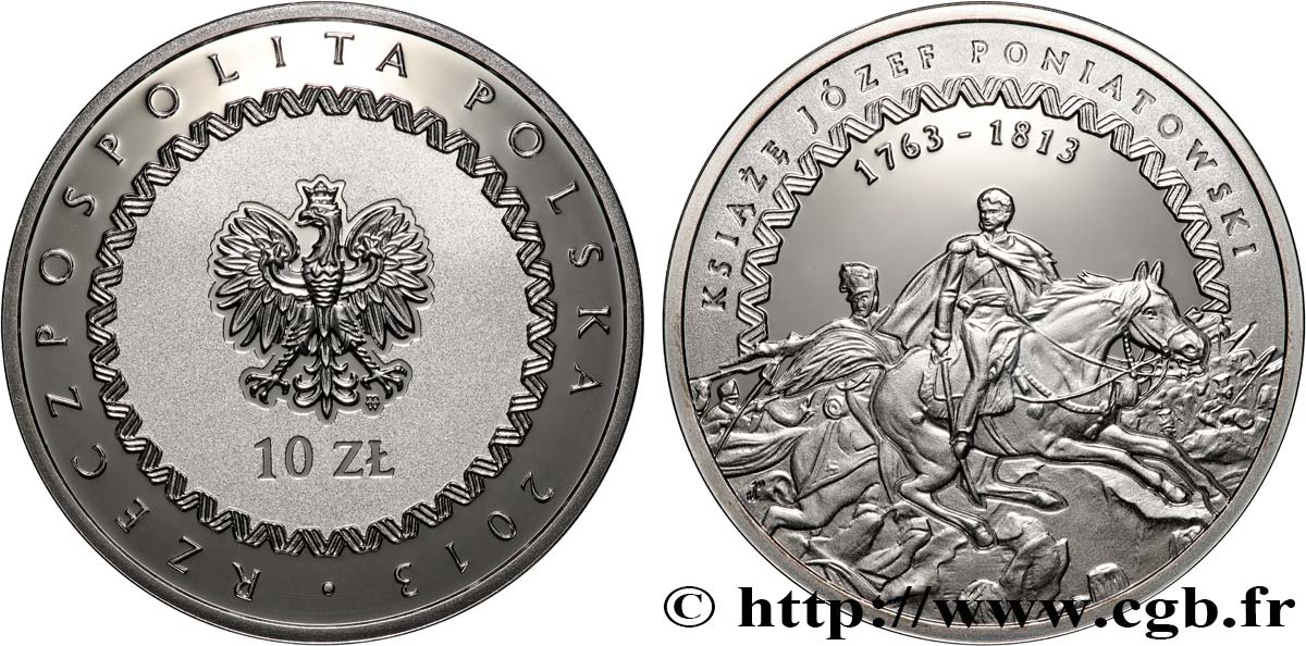 POLOGNE 10 Zlotych Proof Prince Jozef Poniatowski 2013 Varsovie FDC 