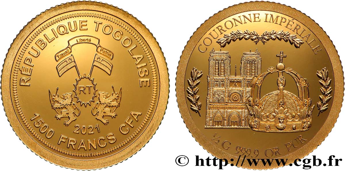 TOGO 1500 Francs Proof Couronne impériale 2021  FDC 