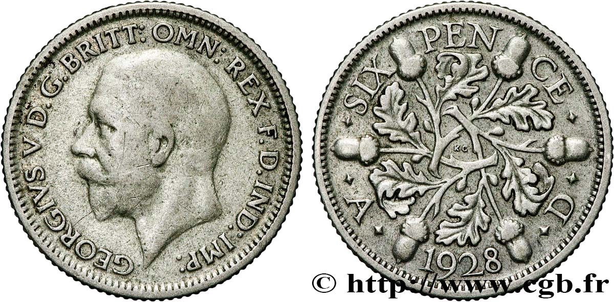 VEREINIGTEN KÖNIGREICH 6 Pence Georges V 1928  fSS 