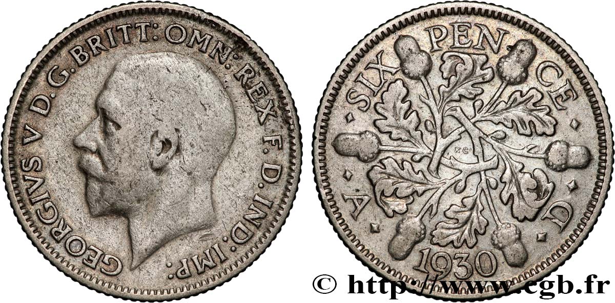 VEREINIGTEN KÖNIGREICH 6 Pence Georges V 1930  S 