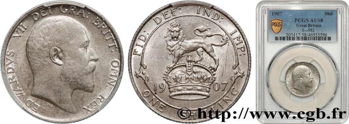 VEREINIGTEN KÖNIGREICH 1 Shilling Edouard VII 1907  VZ58 PCGS