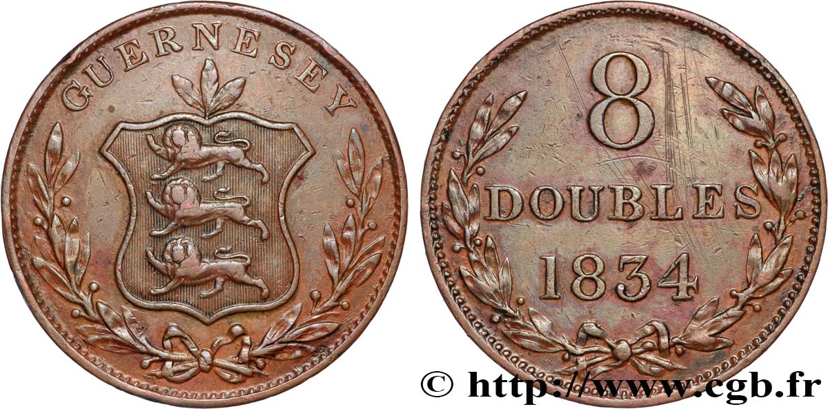 GUERNSEY 8 Doubles 1834  SS 