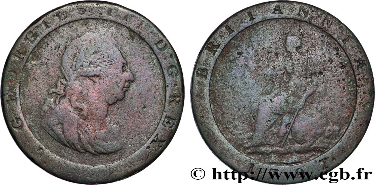 VEREINIGTEN KÖNIGREICH 1 Penny Georges III 1797 Soho fS 