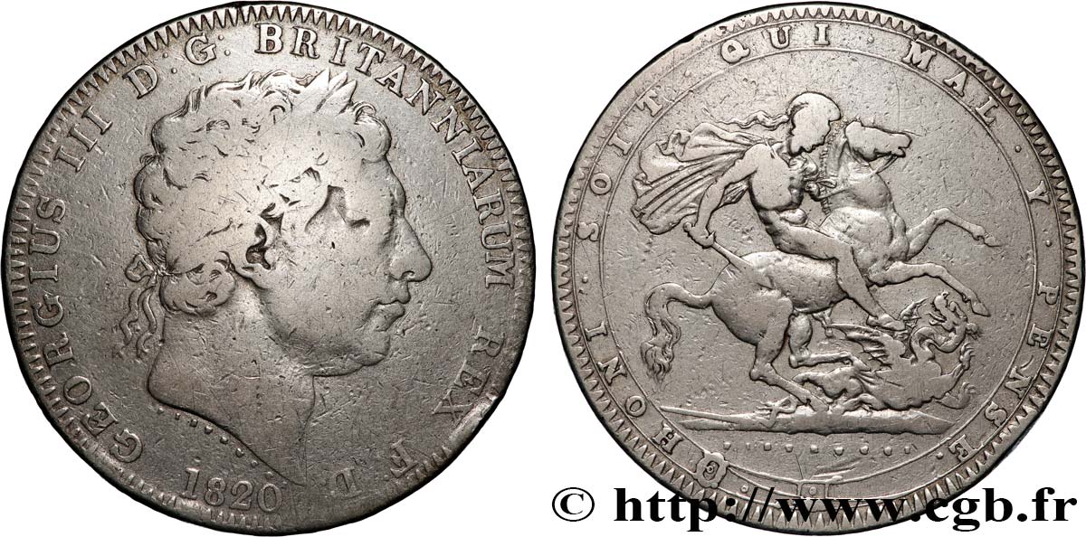 UNITED KINGDOM 1 Crown Georges III 1820  VF 
