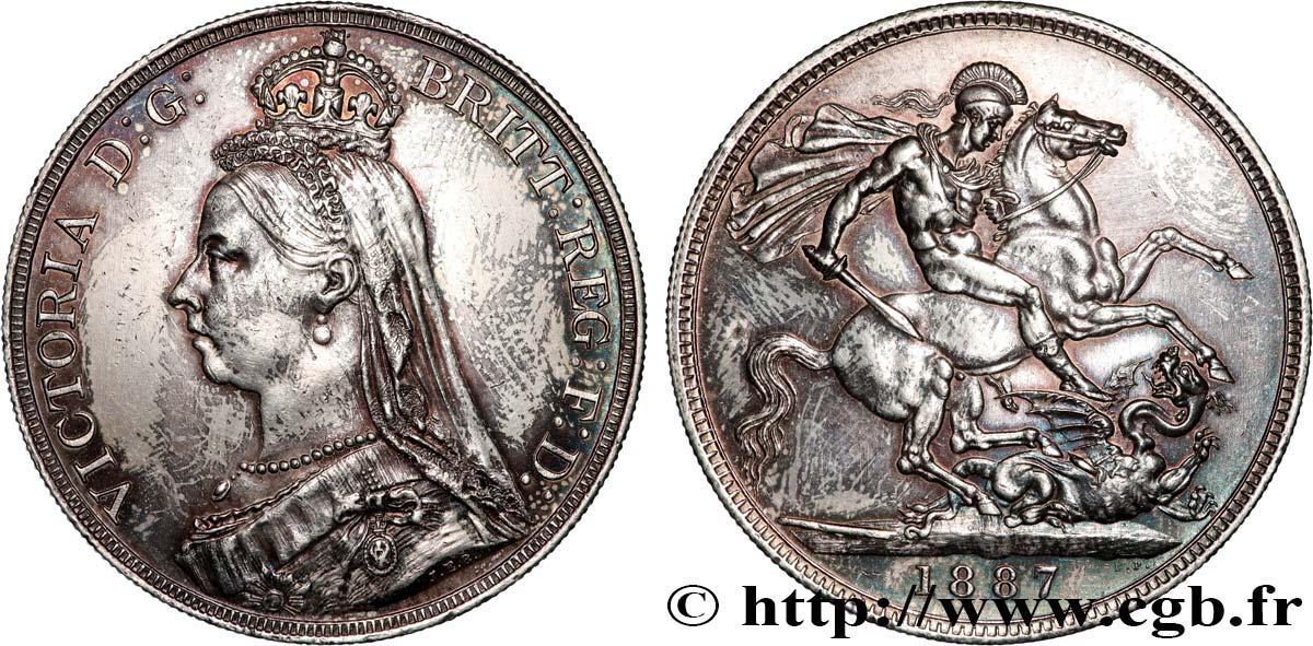GREAT-BRITAIN - VICTORIA 1 Crown buste du jubilé 1887  AU 