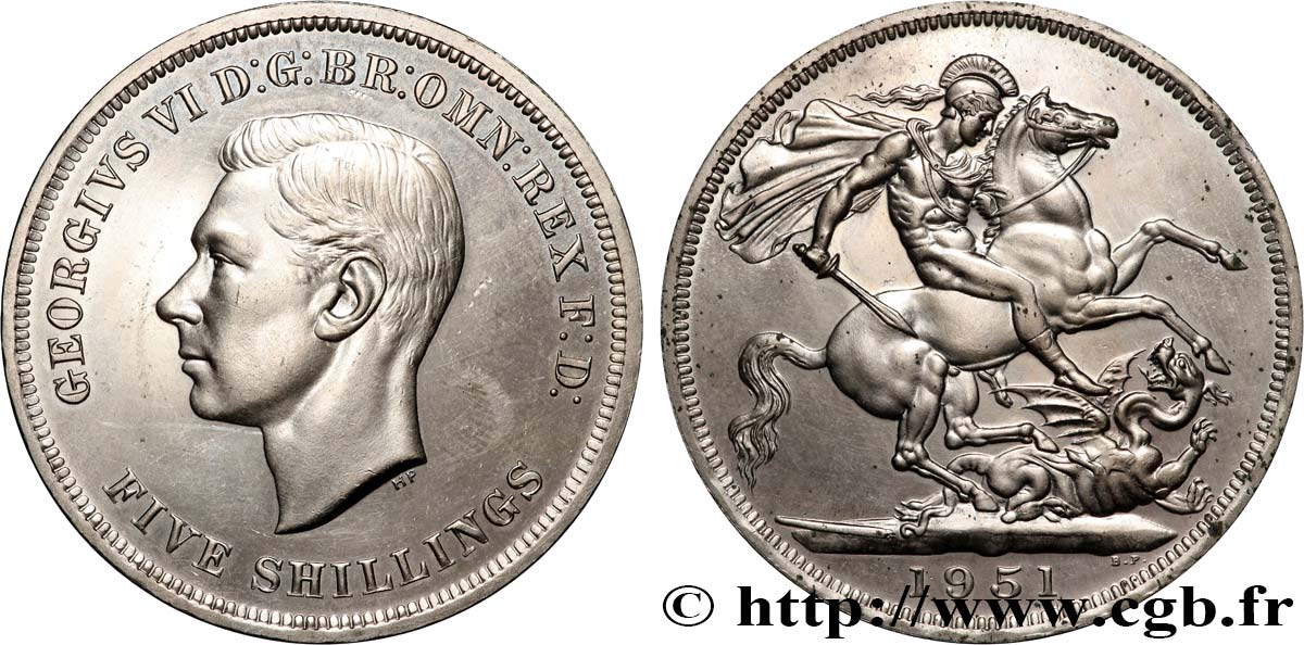 UNITED KINGDOM 1 Crown (5 Shillings) Georges VI 1951  AU 