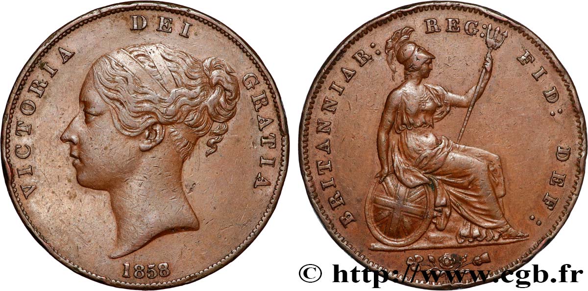 REGNO UNITO 1 Penny Victoria “tête jeune” 1858  BB 