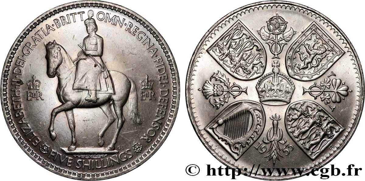 UNITED KINGDOM 5 Shillings Couronnement d’Elisabeth II 1953  MS 