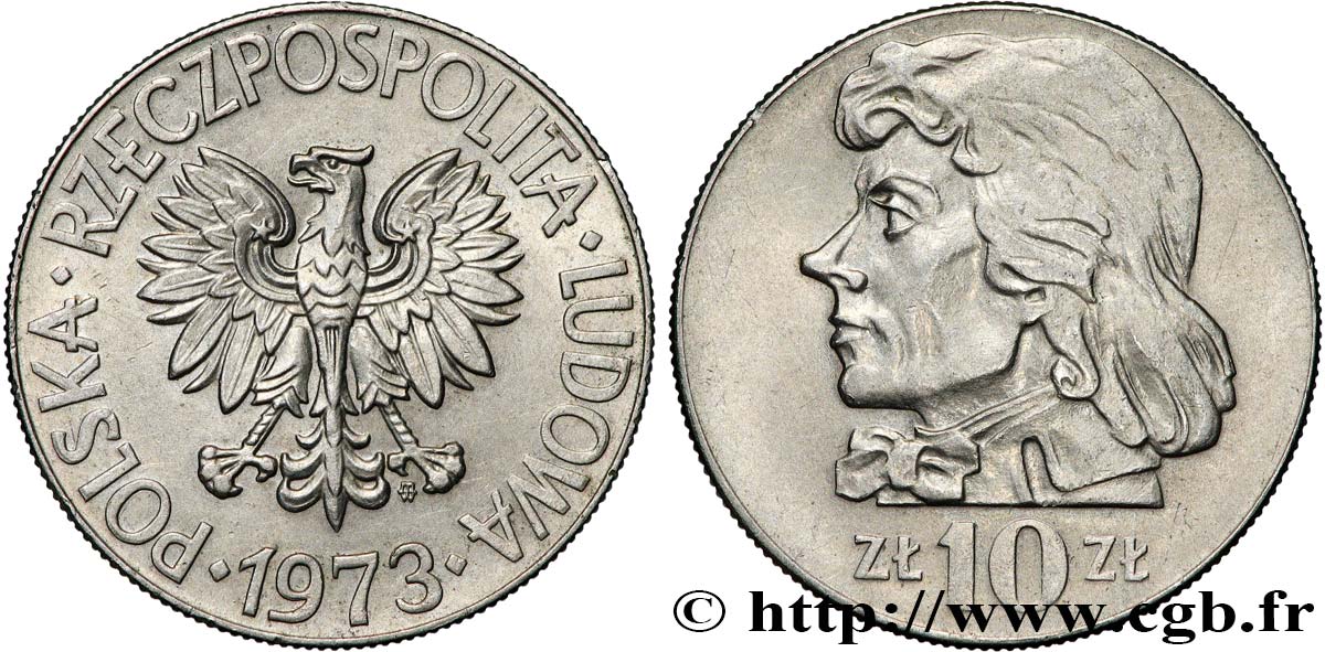POLOGNE 10 Zlotych Tadeusz Kosciuszko 1973 Varsovie SUP 
