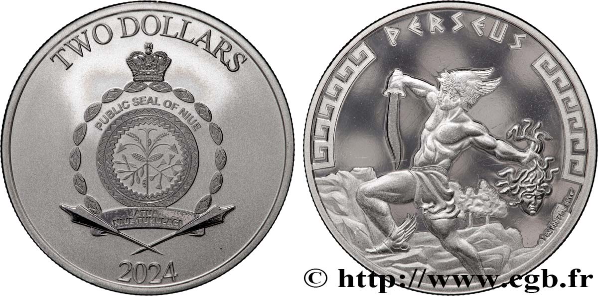 SILVER INVESTMENT 1 Oz - 2 Dollars Persée 2024  ST 