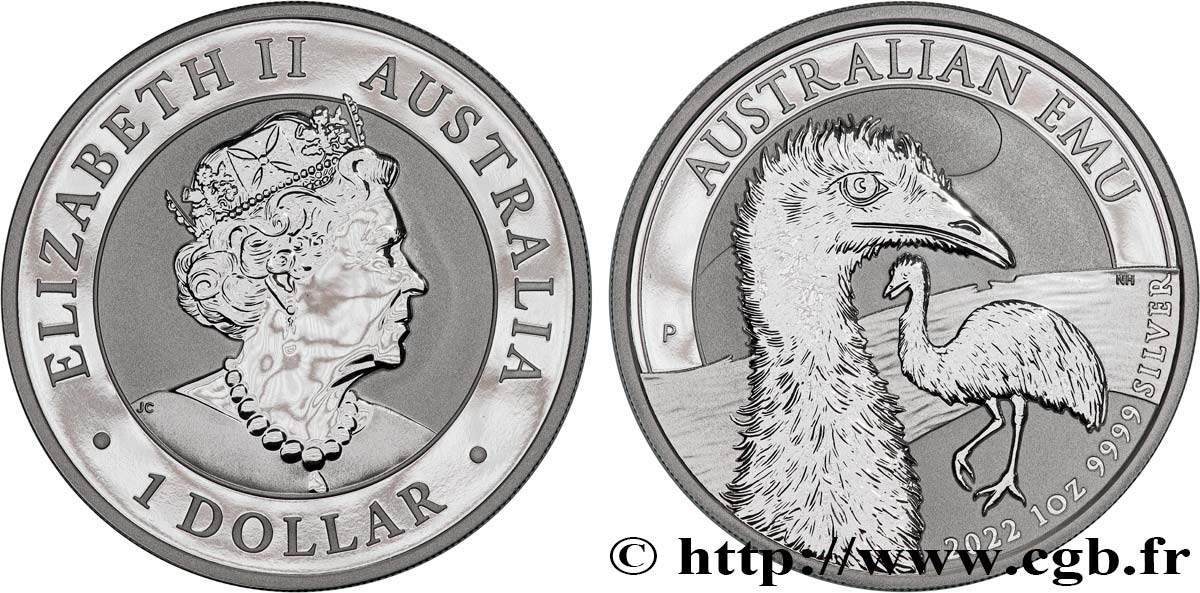 ARGENT D&nbsp;INVESTISSEMENT 1 Oz - 1 Dollar Proof Émeu 2022  FDC 