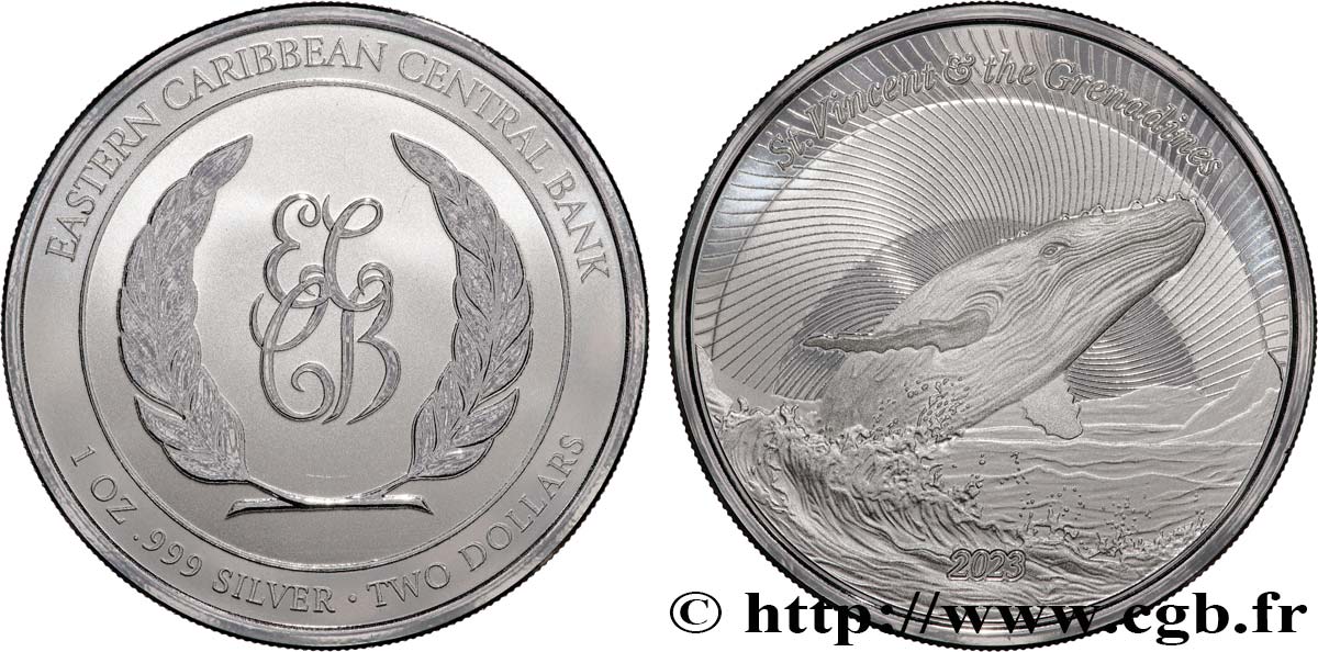 SILVER INVESTMENT 1 Oz - 2 Dollars Proof Baleine 2023  ST 