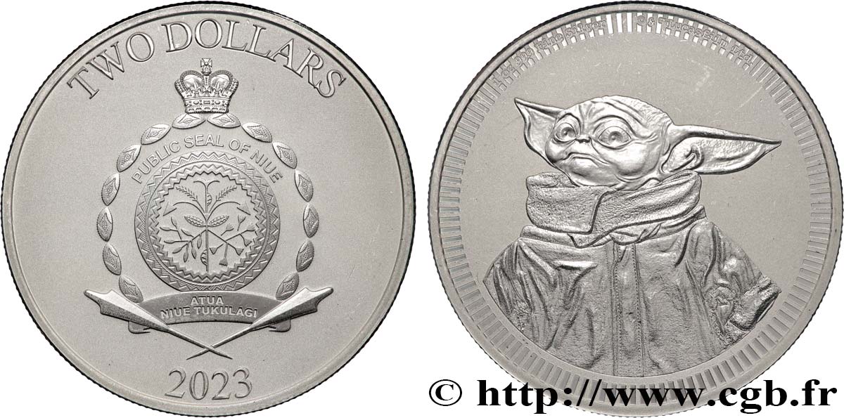 ARGENT D INVESTISSEMENT 1 Oz - 2 Dollars Yoda 2023  FDC 