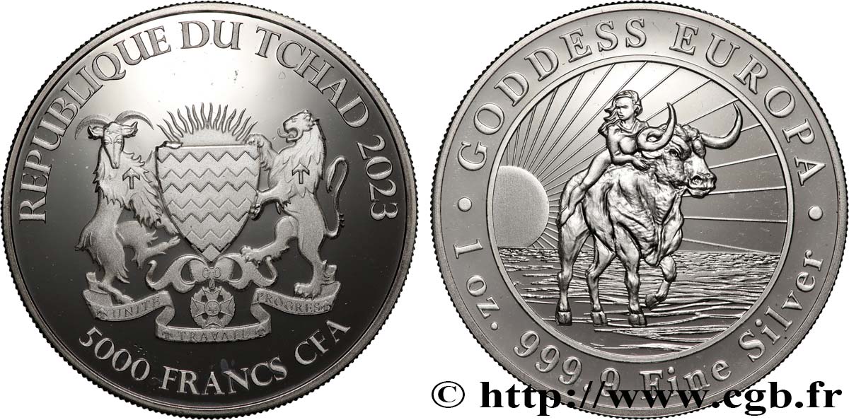 SILVER INVESTMENT 1 Oz - 5000 francs Proof DÉESSE EUROPA 2023  MS 