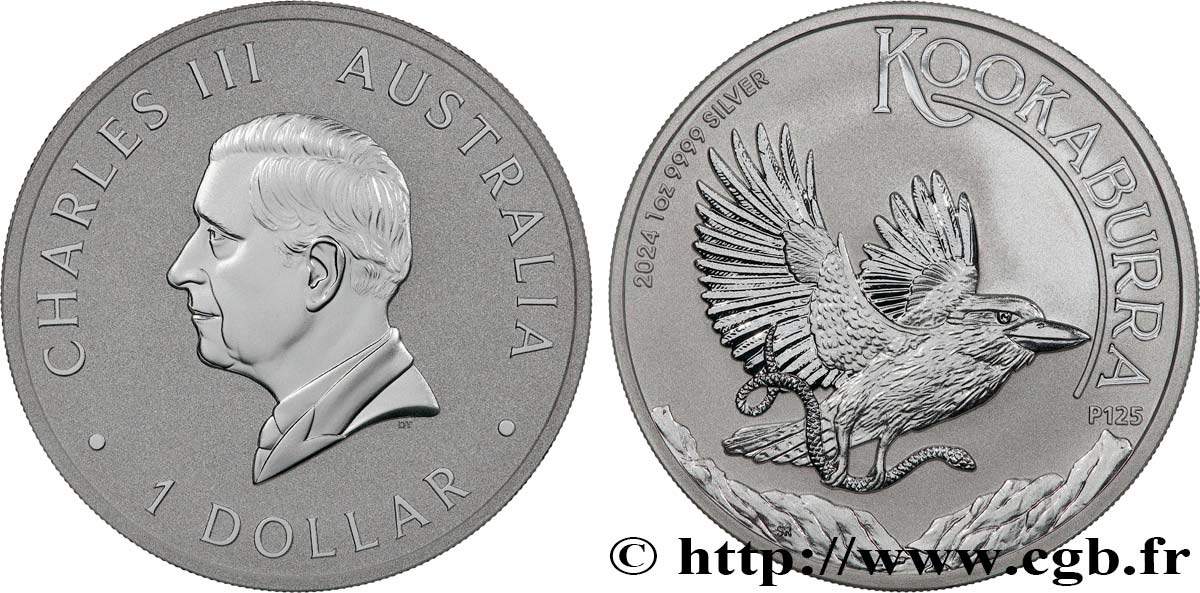 SILVER INVESTMENT 1 Oz - 1 Dollar Proof Kookaburra 2024  MS 