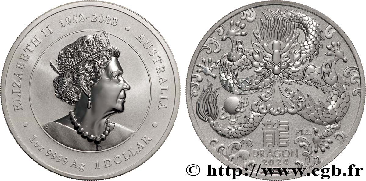 SILVER INVESTMENT 1 Oz - 1 Dollar Année du Dragon 2024  MS 