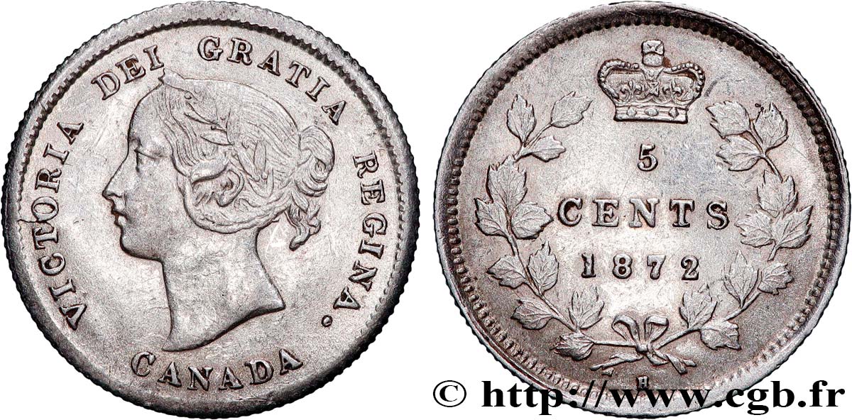 CANADA 5 Cents  Victoria 1872 Heaton q.SPL 