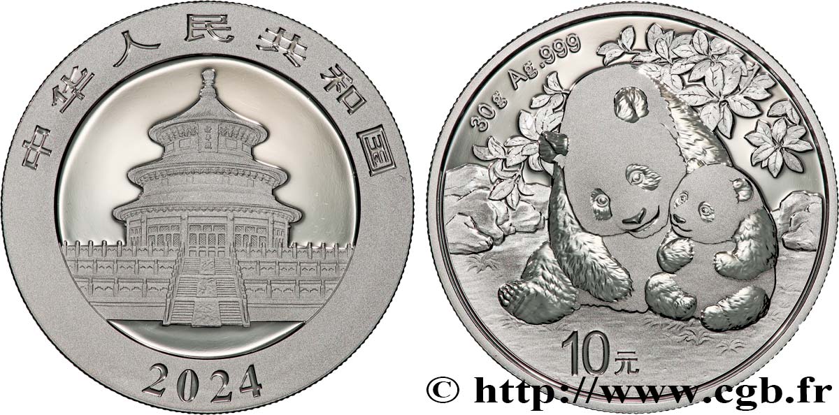 SILVER INVESTMENT 1 Oz - 10 Yuan Proof Panda 2024  ST 