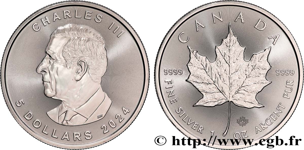 PLATA INVERSIÓN 1 Oz - 5 Dollars Mapple Leaf (Feuille d’érable) 2024  SC 