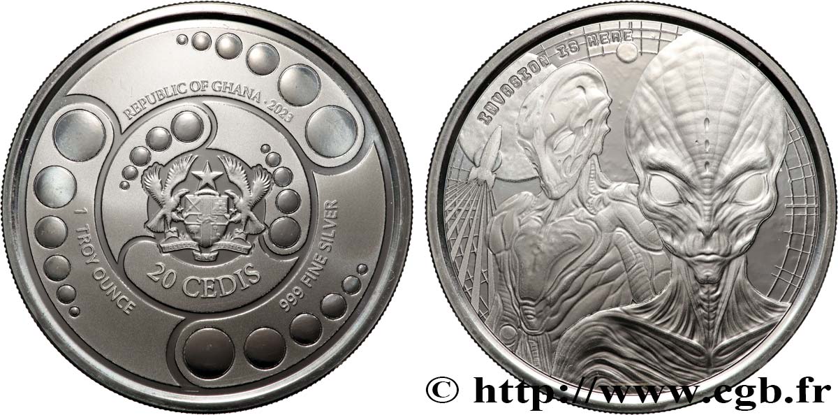 SILVER INVESTMENT 1 Oz - 20 Cedis Alien 2023  MS 