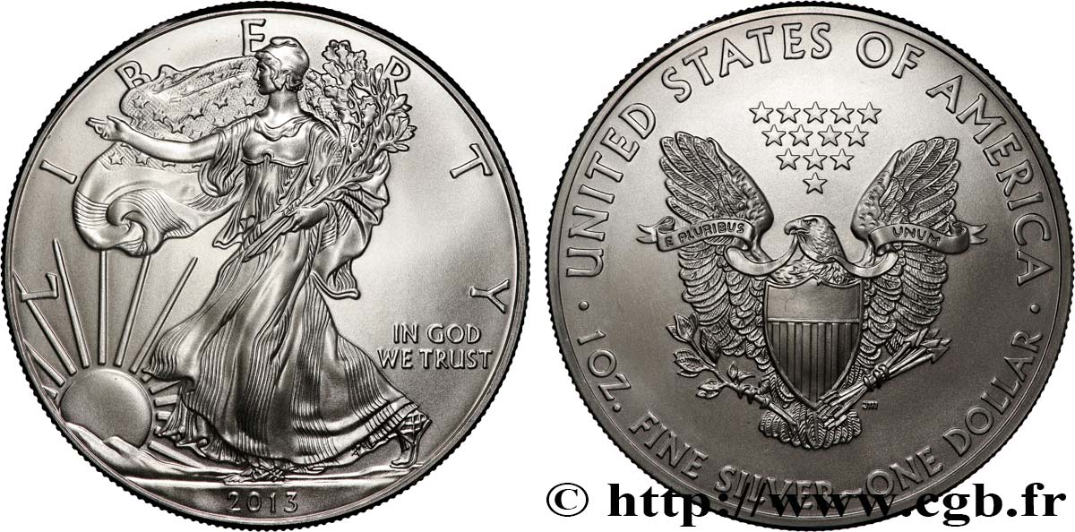 SILVER INVESTMENT 1 Oz - 1 Dollar Silver Eagle 2013  MS 