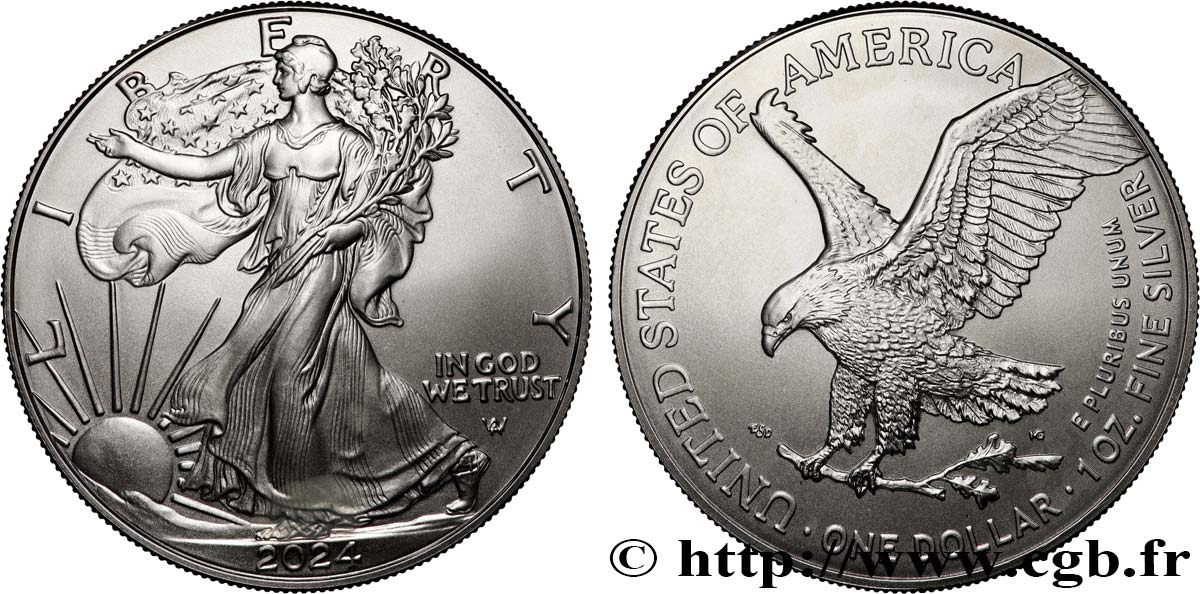 SILVER INVESTMENT 1 Oz - 1 Dollar Silver Eagle 2024  ST 