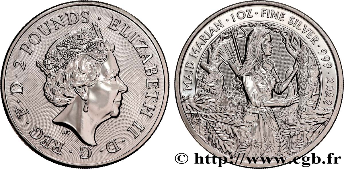 SILVER INVESTMENT 1 Oz - 2 Pounds Lady Marianne 2022  FDC 