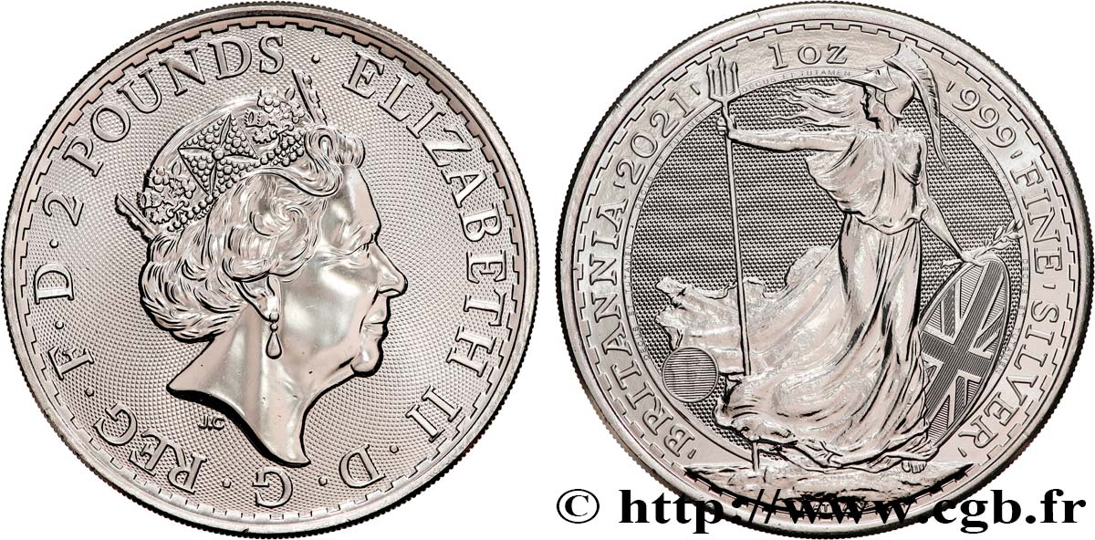 SILVER INVESTMENT 1 Oz - 2 Pounds Britannia 2021  FDC 