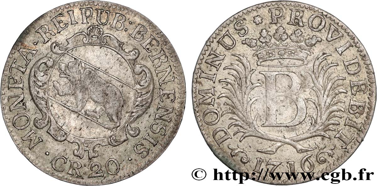 SCHWEIZ - KANTON BERN 20 Kreuzer Canton de Berne ours 1716  SS 