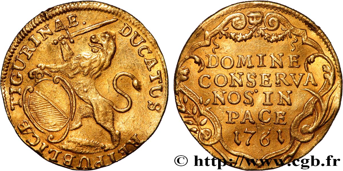 SWITZERLAND - REPUBLIC OF ZÜRICH 1 Ducat 1761  XF 