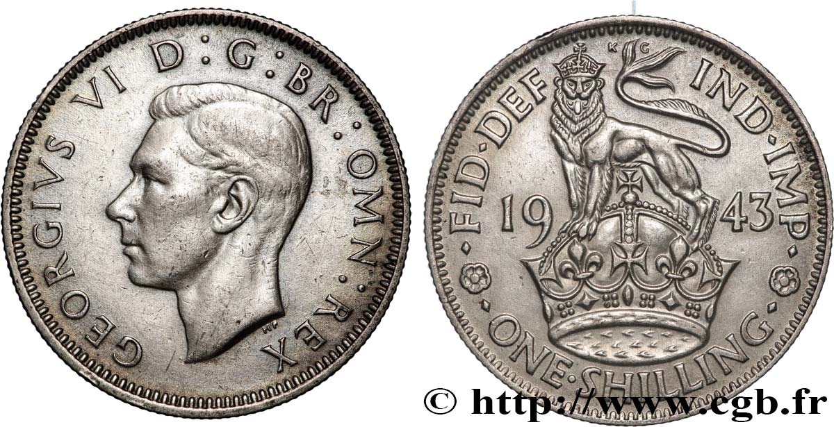 ROYAUME-UNI 1 Shilling Georges VI “England reverse” 1943  TTB 