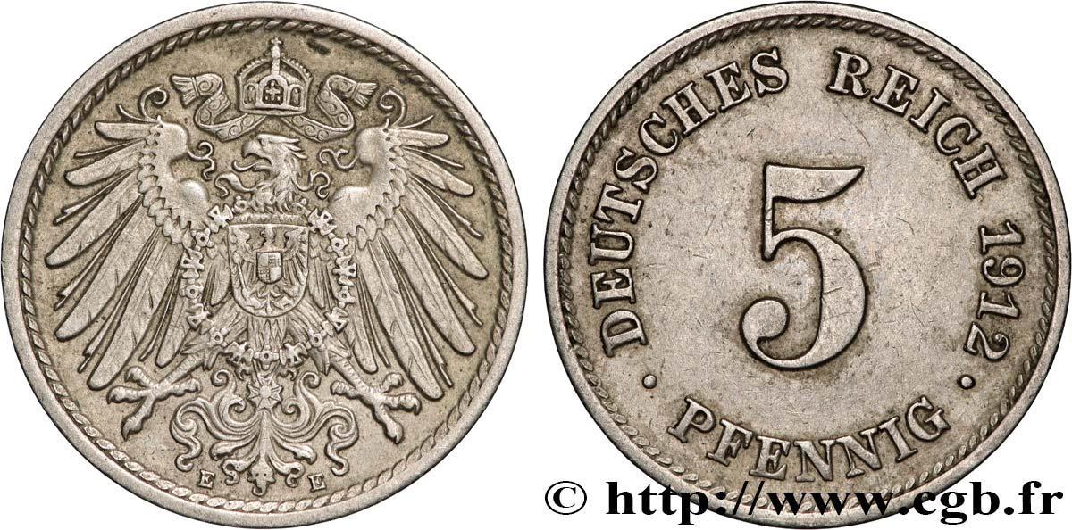 GERMANY 5 Pfennig 1912 Muldenhütten XF 