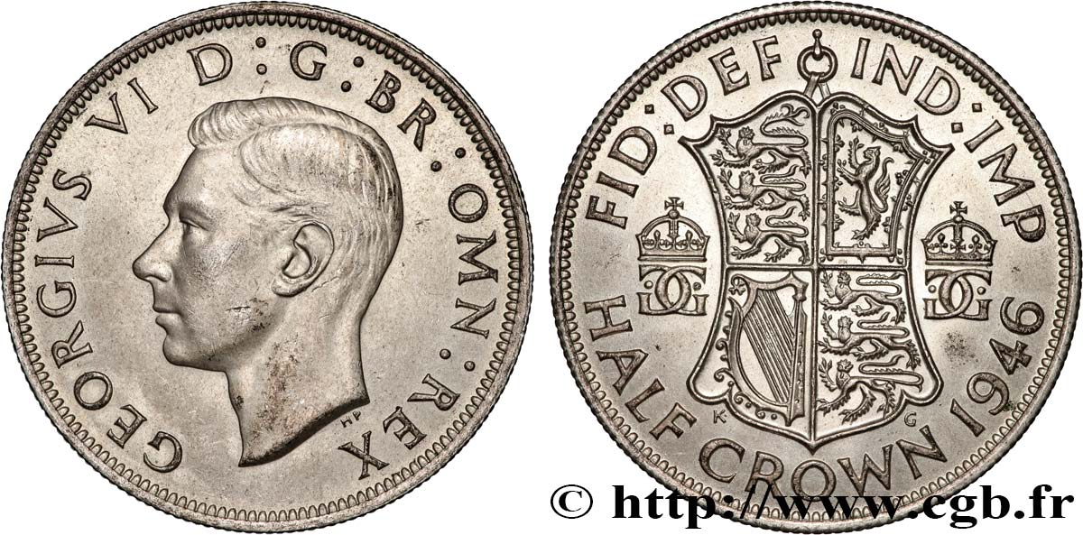UNITED KINGDOM 1/2 Crown Georges VI 1946  AU 