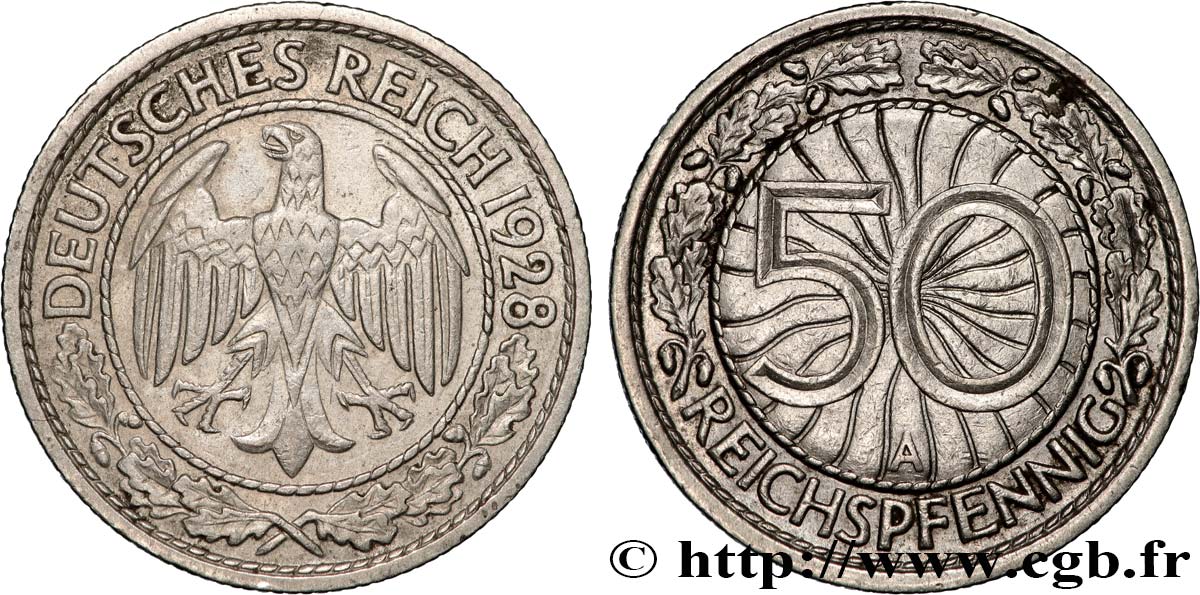 ALLEMAGNE 50 Reichspfennig aigle 1928 Berlin TTB 