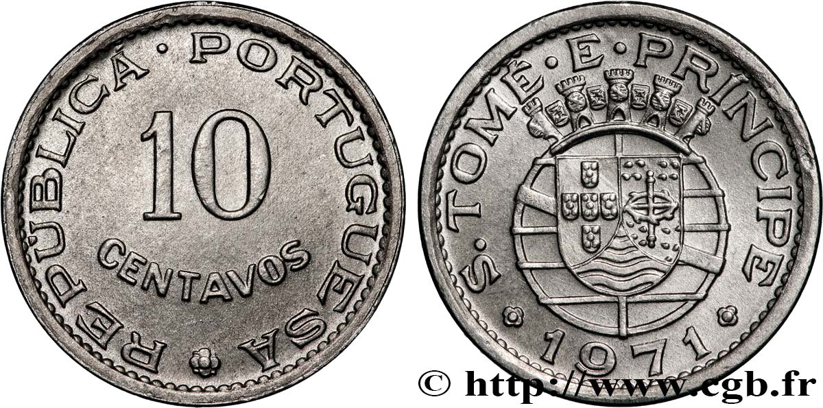 SAO TOME AND PRINCIPE 10 Centavos colonie portugaise 1971 Lisbonne MS 