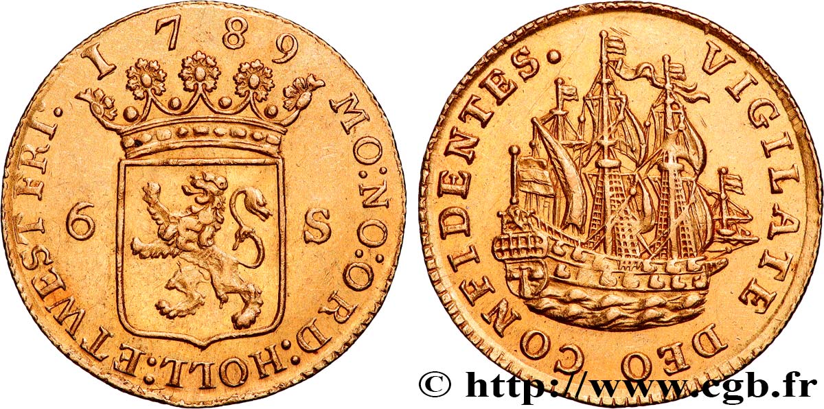 NETHERLANDS - UNITED PROVINCES - WEST-FRIESLAND 6 Stuivers 1789 Hoorn AU 