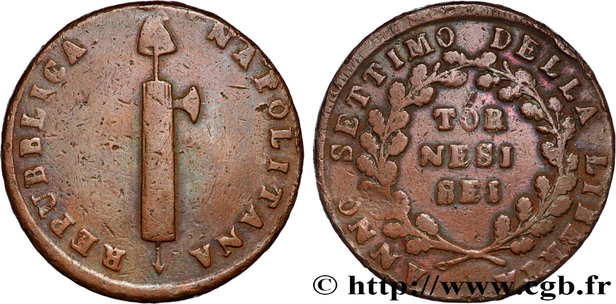 ITALY - NEAPOLITAN REPUBLIC 4 Tornesi République Napolitaine an VII 1799  VF 