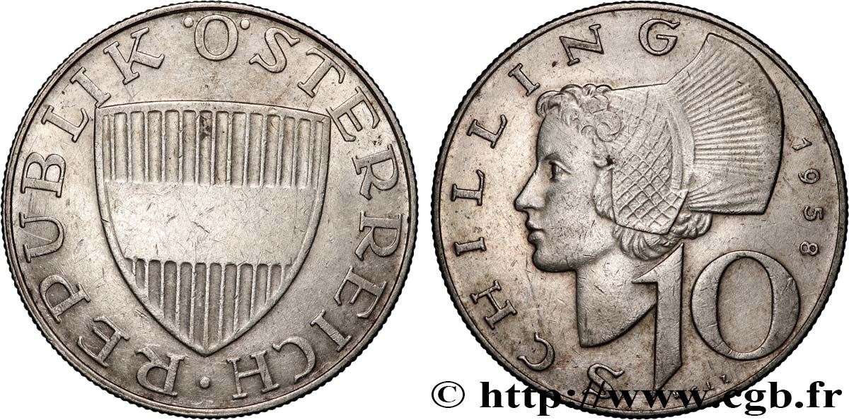 ÖSTERREICH 10 Schilling 1958  SS 