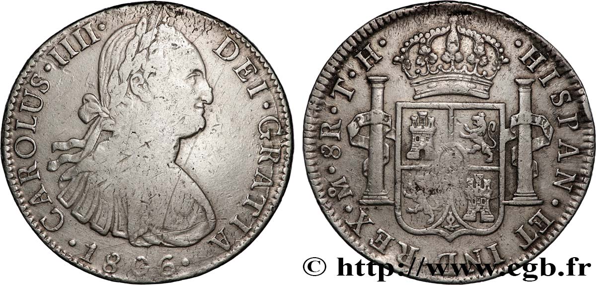 MEXICO - CHARLES IV 8 Reales 
 1806 Mexico XF 