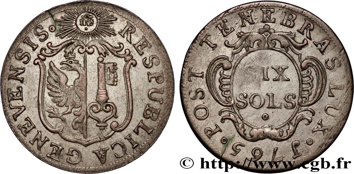 SUISSE - RÉPUBLIQUE DE GENÈVE 6 Sols 1765  TTB 