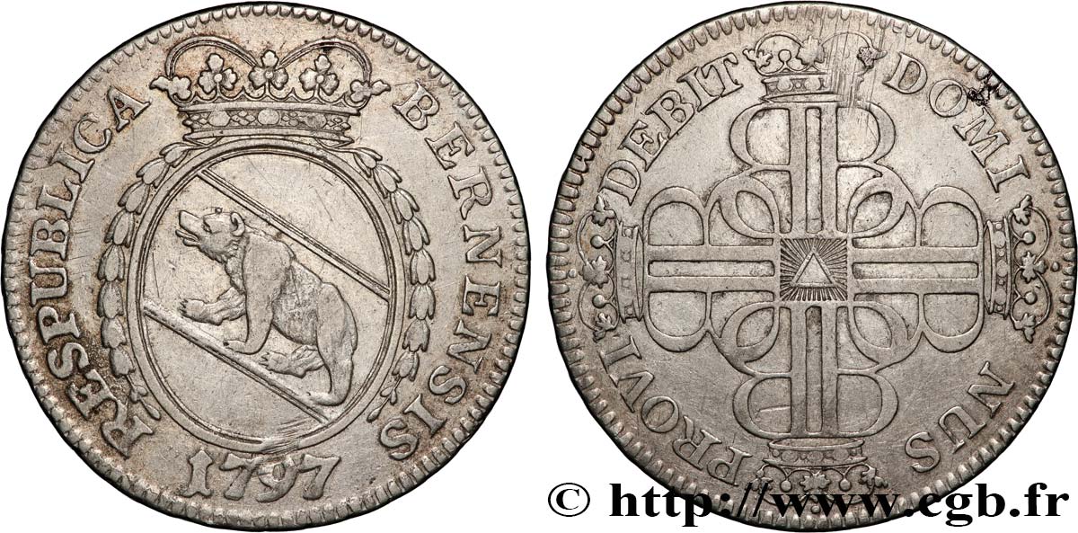 SWITZERLAND - REPUBLIC OF BERN 1/4 Thaler 1797  XF 